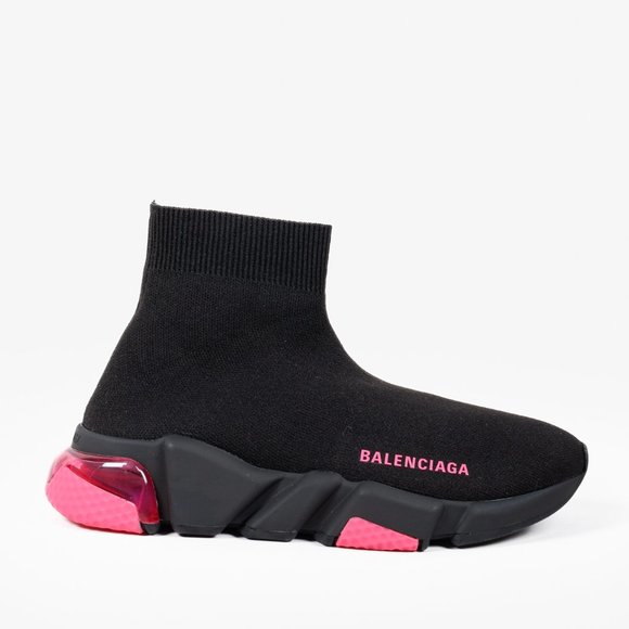 Balenciaga Black and Pink Speed LT Sneakers - Picture 1 of 12